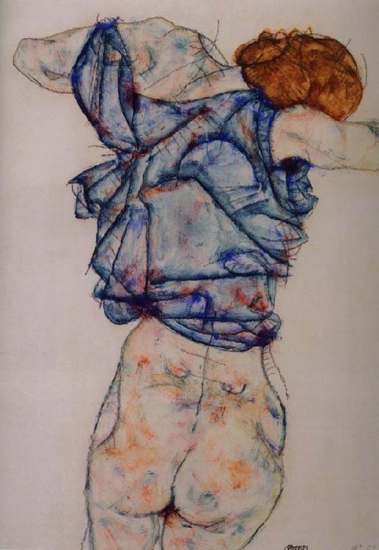 Egon Schiele kvinna under avkladning oil painting image